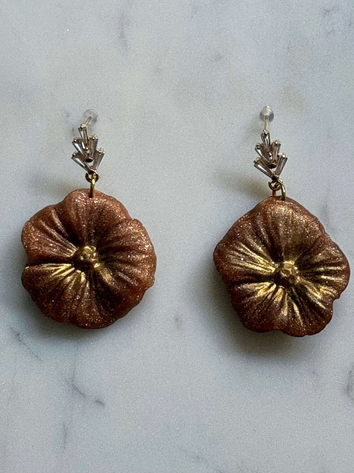 Mother’s Day – Little Bloom – Golden Cluster - Crystal Stud Earrings