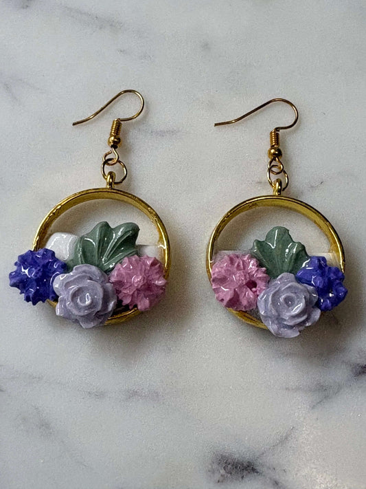 Mother’s Day – Bloom Drop – Cottage Garden - Gold Dangle Earrings