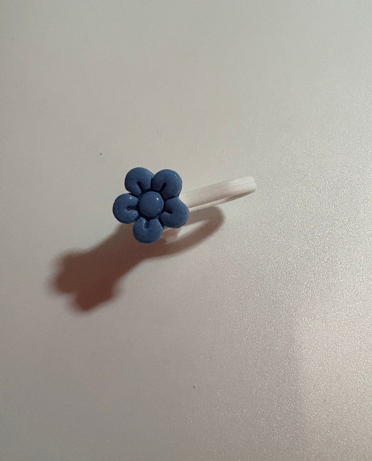Thin Straw Cover Cap Small Light Blue Sparkle Daisy Flower handcrafted out of polymer clay
