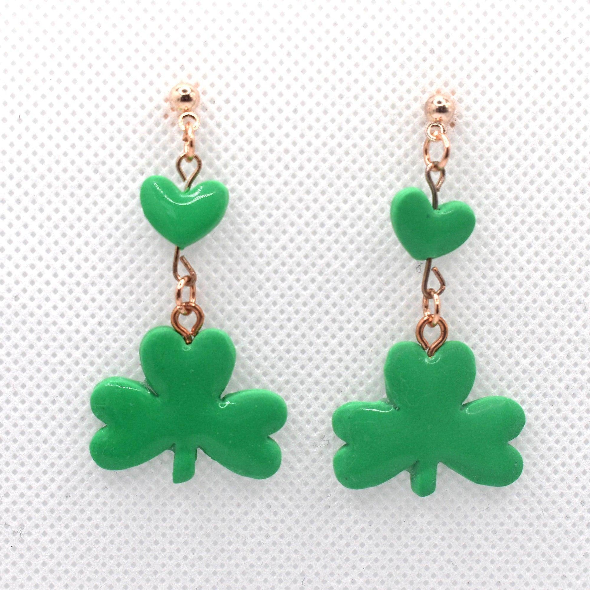 Shamrock Heart Dangle Earrings