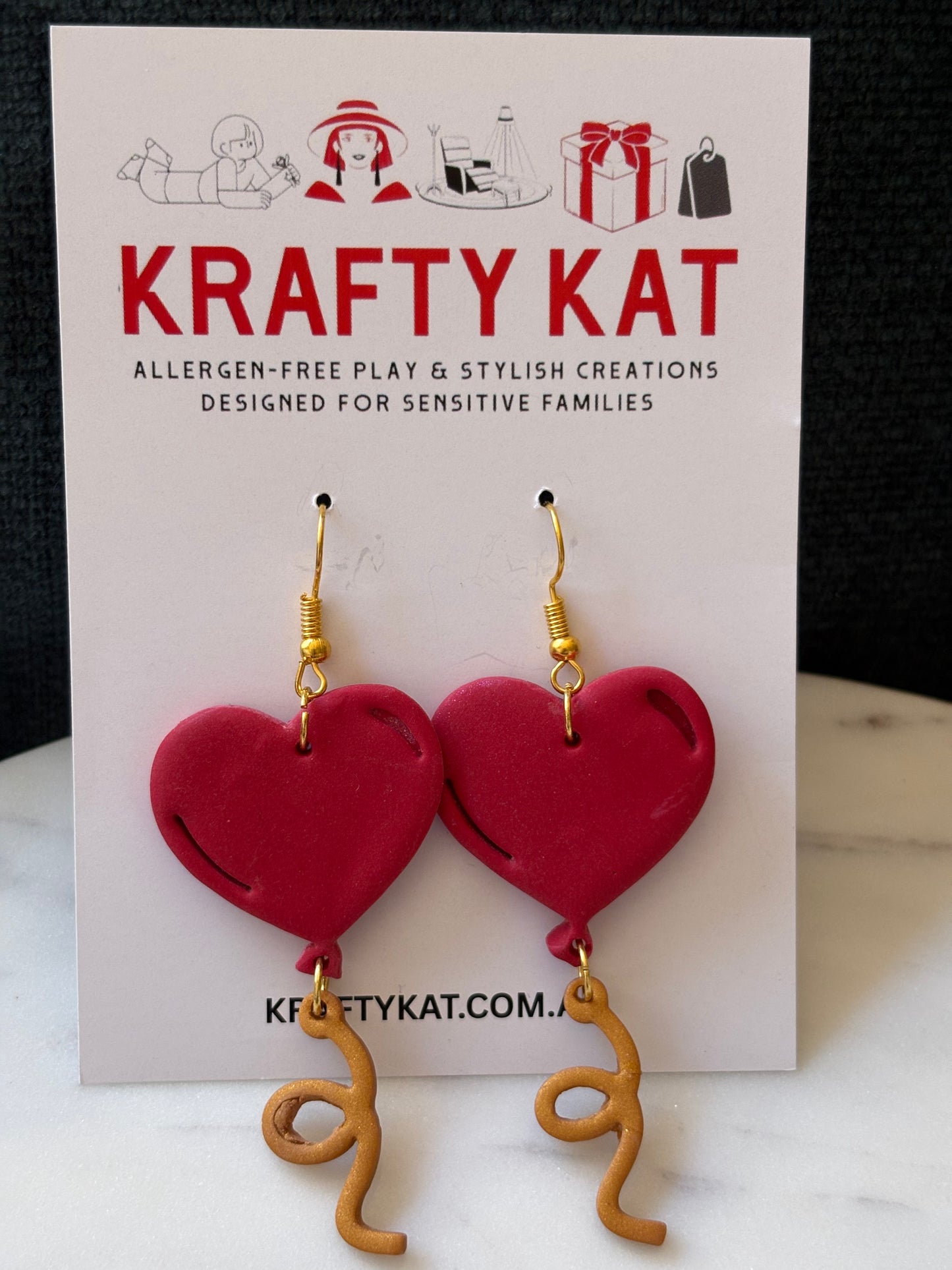 Balloon Heart Hook Earrings