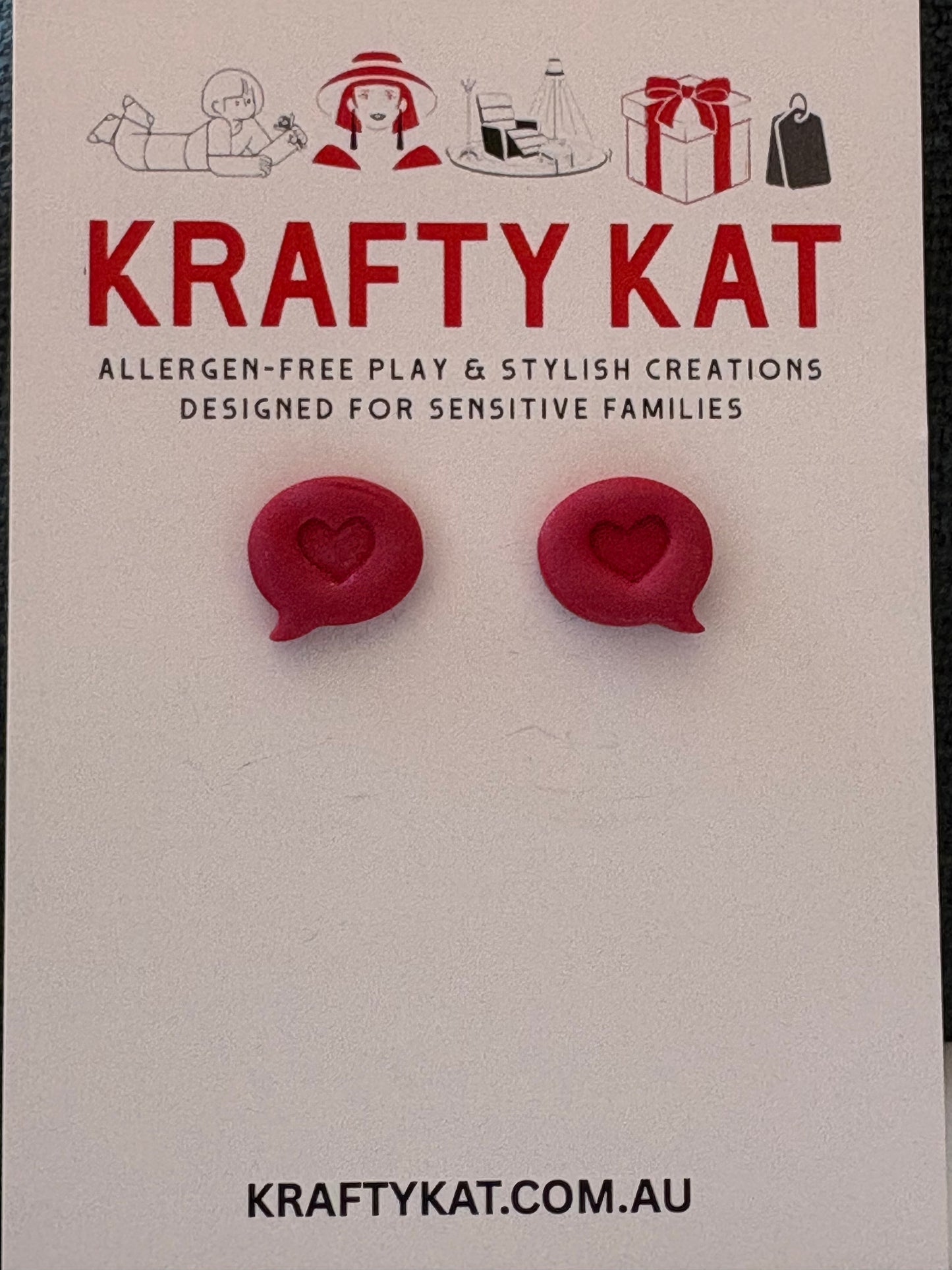 Shimmering Mini Heart Inside a Talking Bubble Stud Earrings