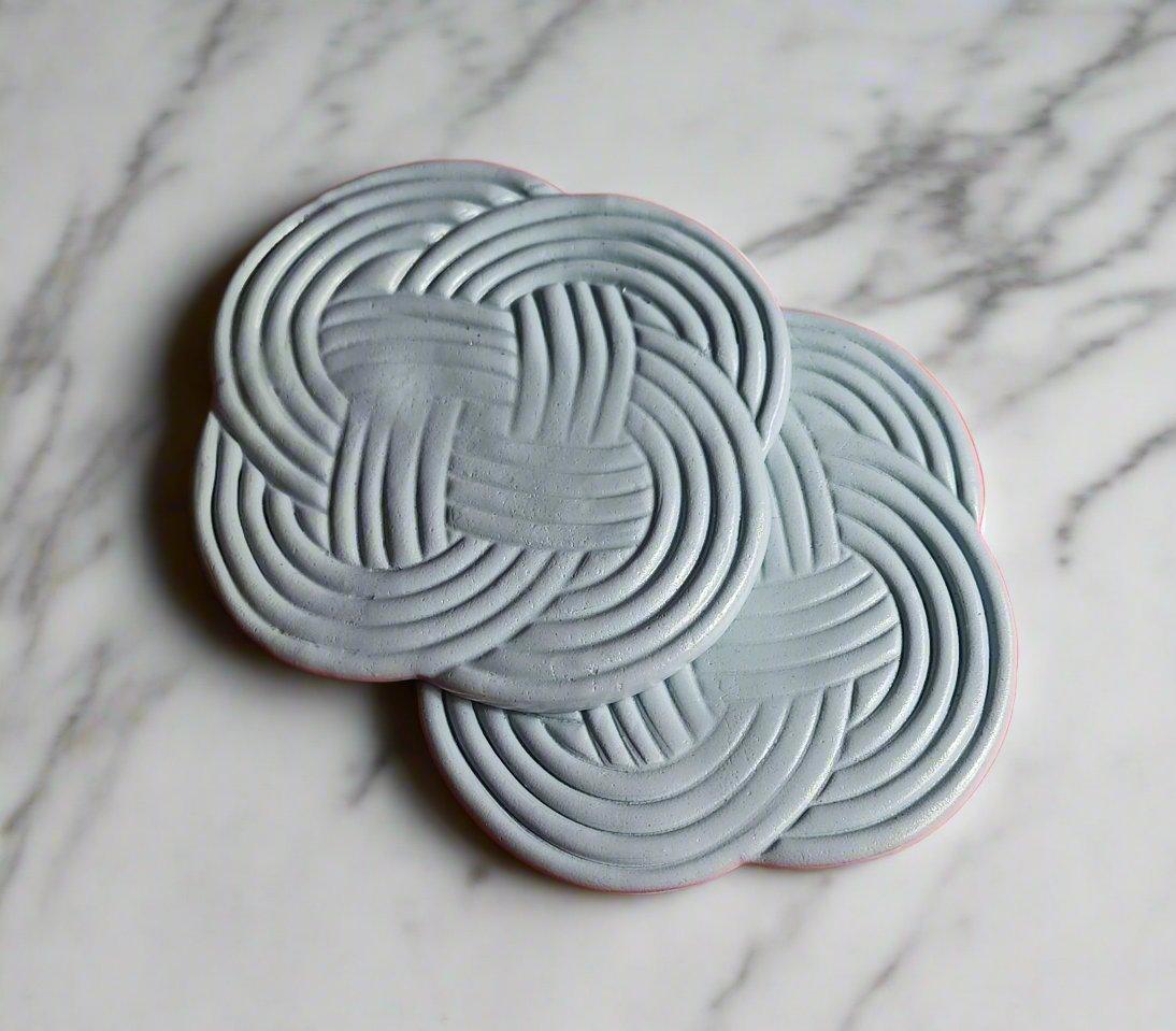 Sky Blue Woven Coasters - Krafty Kat