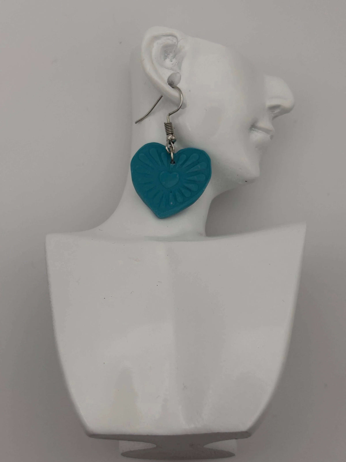 Teal Blue Mini Heart Inside Large Heart Hook - Krafty Kat