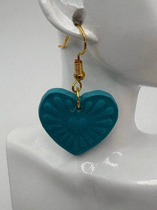 Teal Blue Mini Heart Inside Large Heart Hook