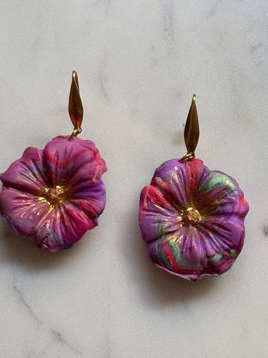 Mother’s Day – Wildfire Dream – Golden Cluster - Gold Teardrop Dangle Hook Earrings