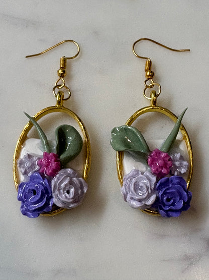 Mother’s Day – Petal Drop – Spring Garden - Gold Dangle Earrings