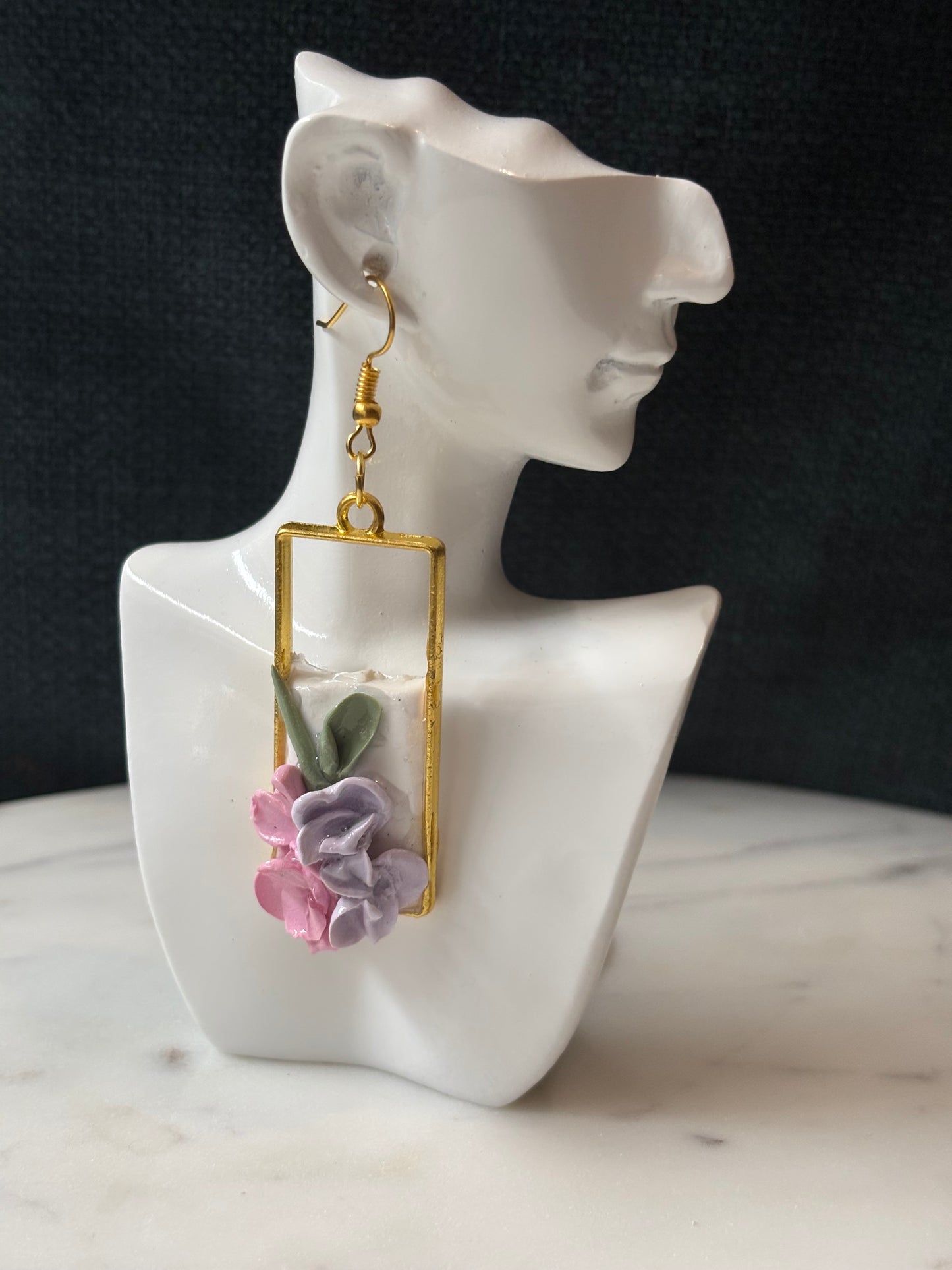 Mother’s Day – Garden Frame – Blush & Lilac - Gold Dangle Earrings