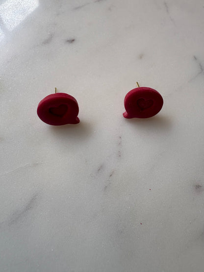 Shimmering Mini Heart Inside a Talking Bubble Stud Earrings