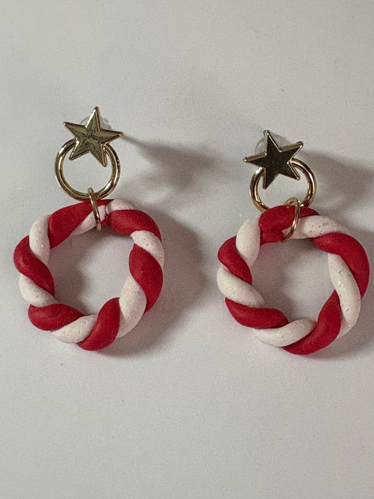Christmas Twisted Circle Dangle Stud