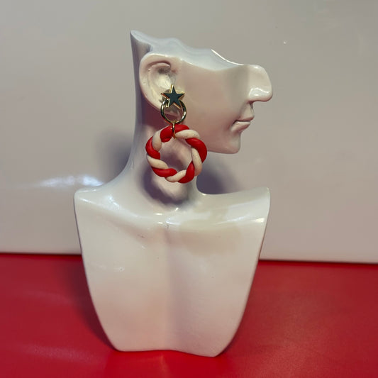 Christmas Twisted Circle Dangle Stud