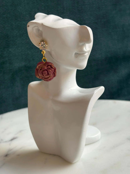 Mother’s Day - Evening Rose - Round Crystal Stud Earrings