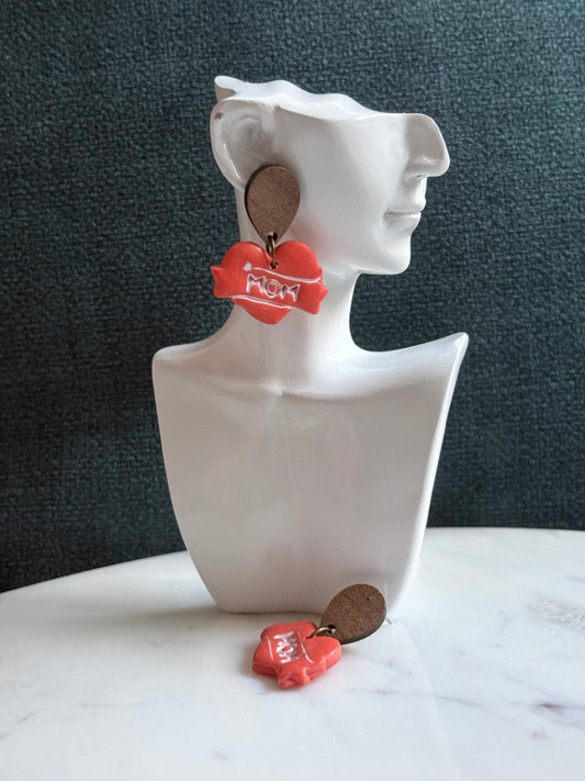 Mother’s Day – Mumma Love (Coral) - Dangle Earrings