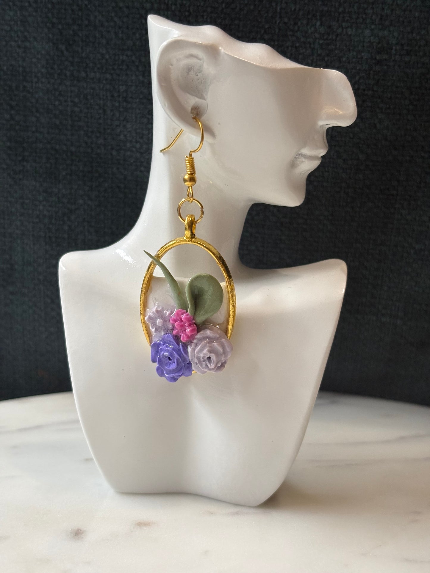 Mother’s Day – Petal Drop – Spring Garden - Gold Dangle Earrings