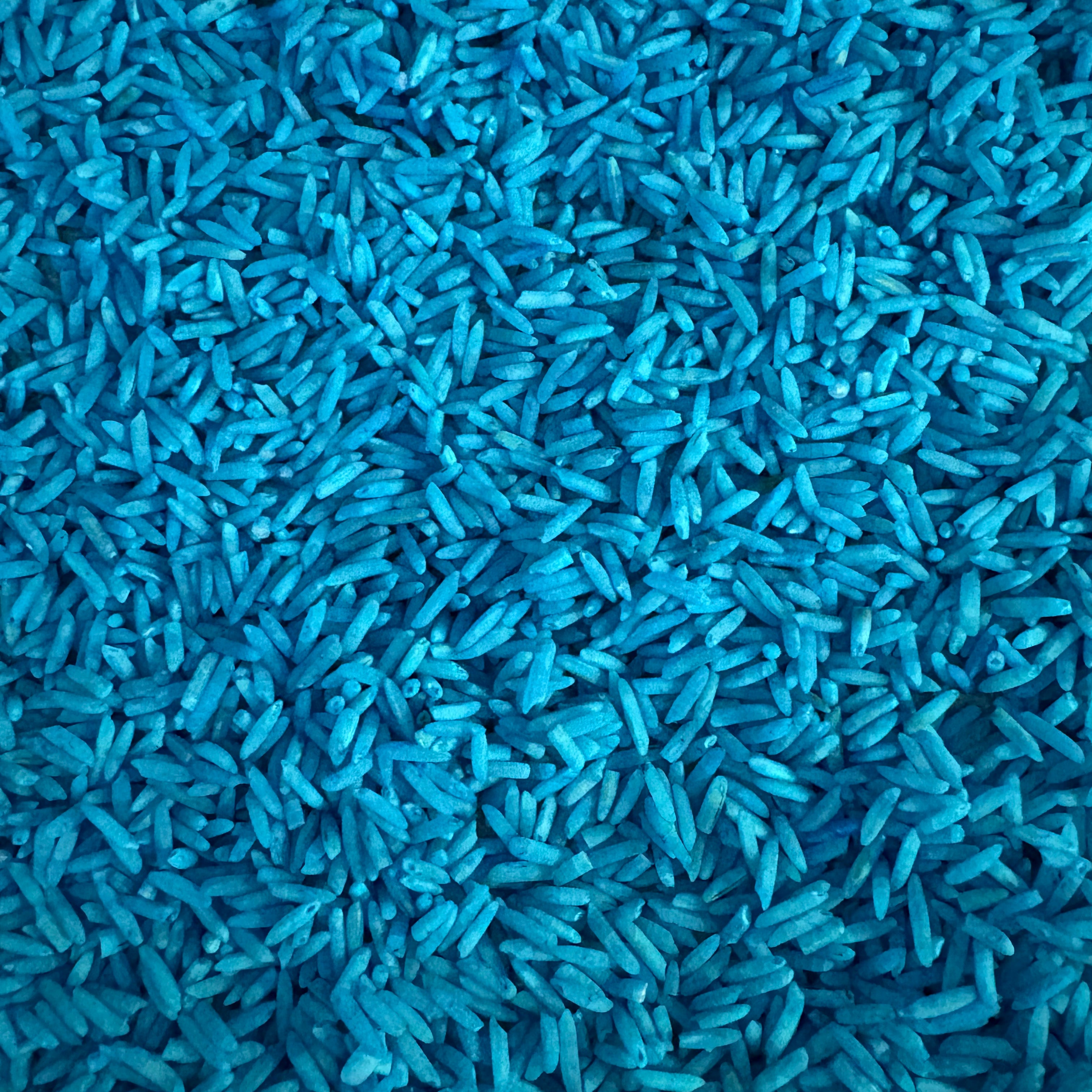 Pictured of some of the Krafty Kat Sensory Rice coloured blue
