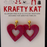 Shimmering Heart Outline Dangle Stud Earrings