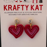 Shimmering Heart Inside a Larger Heart Dangle with a Cubic Zirconia Stud Earring
