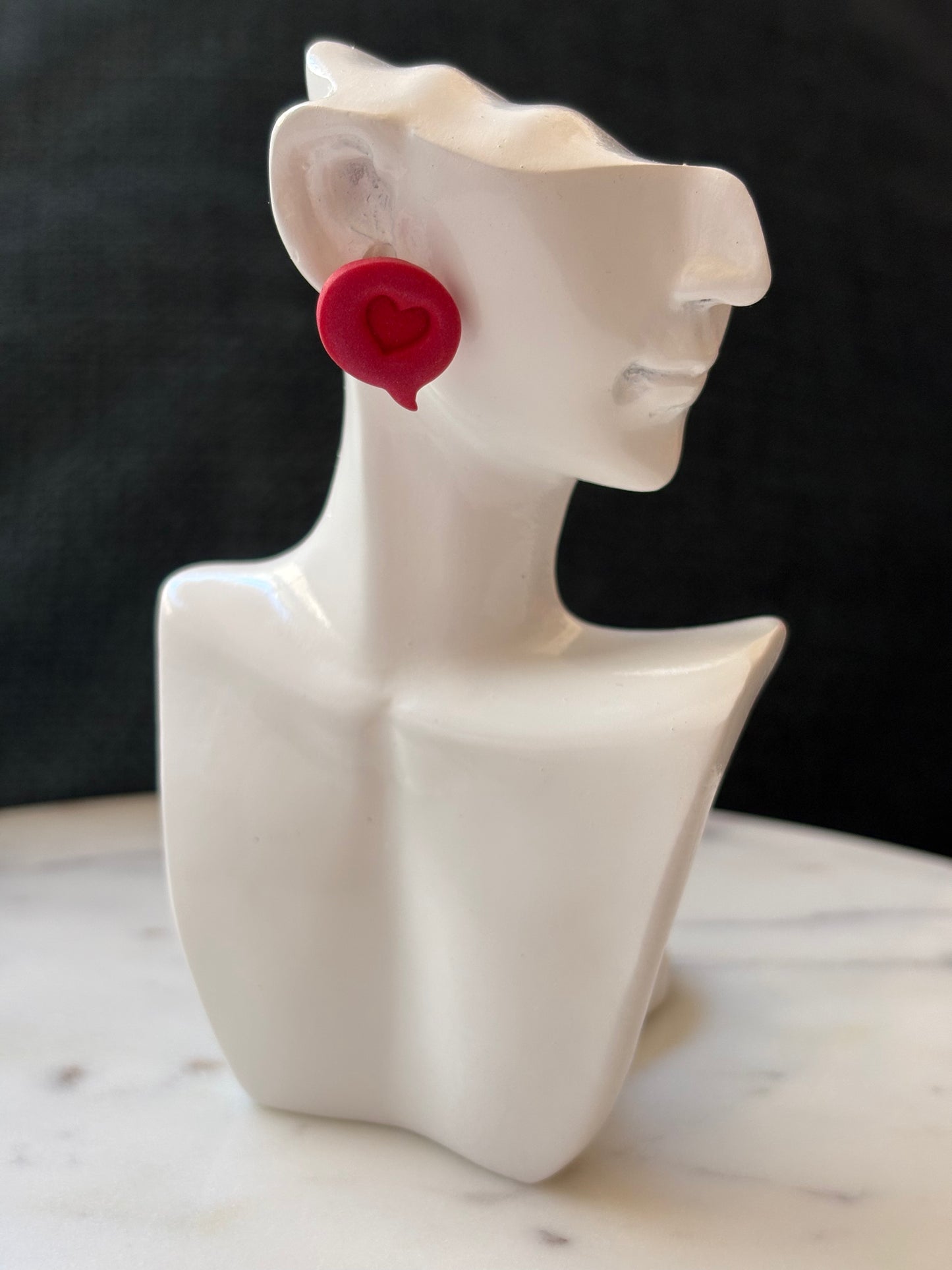 Shimmering Mini Heart Inside a Talking Bubble Stud Earrings