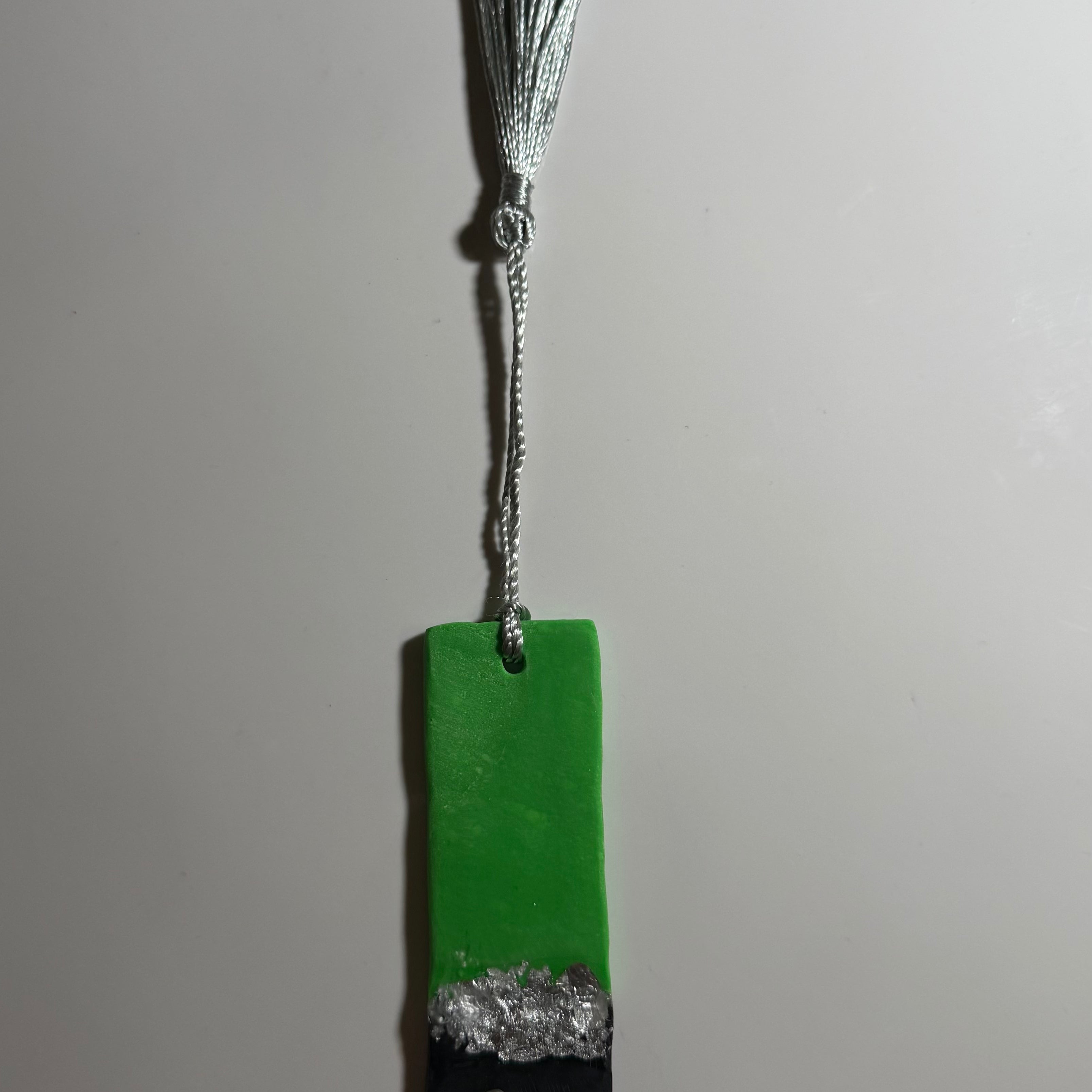 Black and Green with Silver Dog Bone Square Bookmark