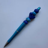 Blue Beaded Heart Pen - Krafty Kat