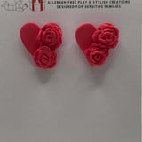 Blush Pink Heart with Roses Rose Gold Stud - Krafty Kat
