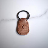 Bronze Gold Imprinted ‘C’ Leather-Look Gunmetal Keyring - Krafty Kat