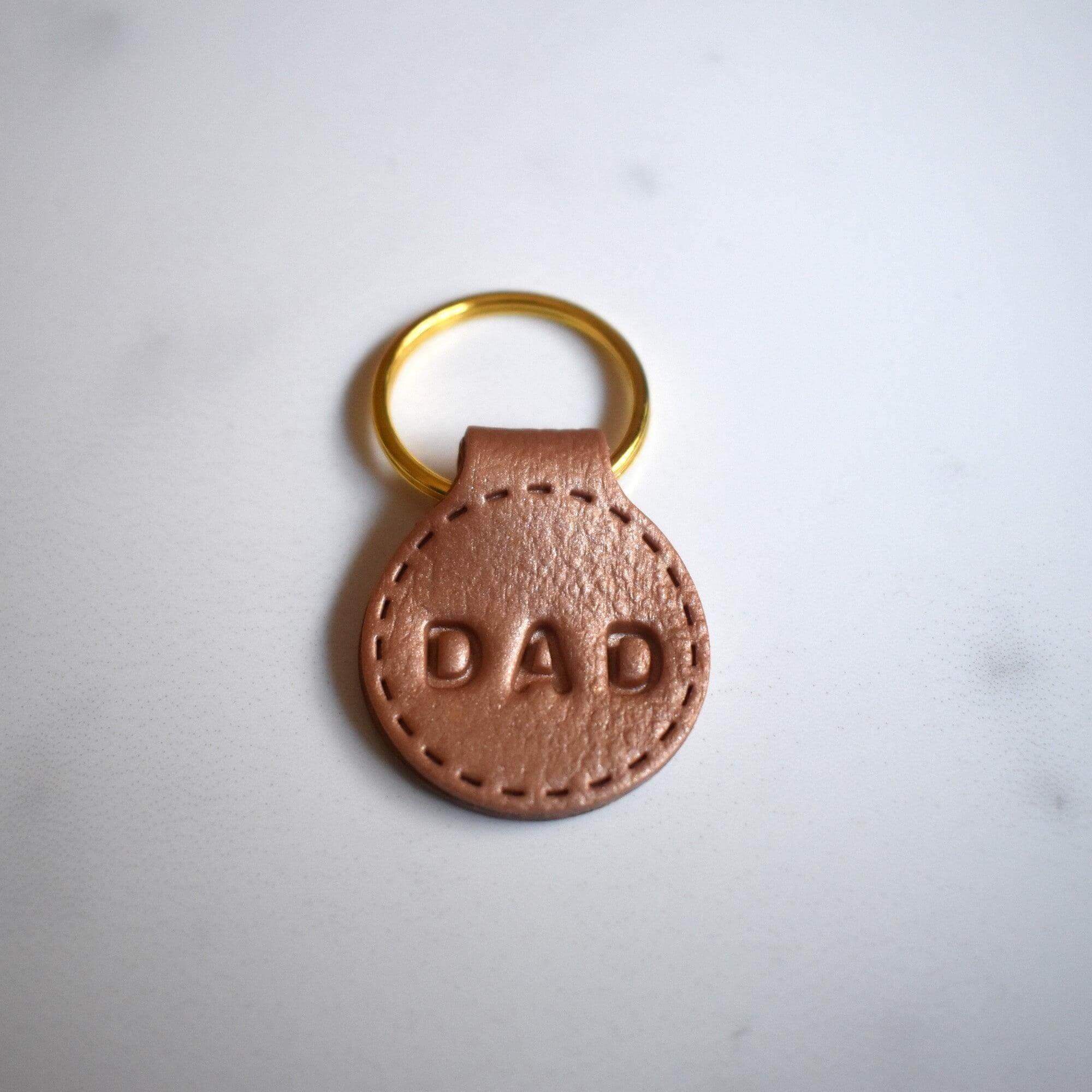 Bronze Gold Imprinted ‘Dad’ Leather-Look Gold Keyring - Krafty Kat