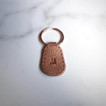 Bronze Imprinted ‘M’ Leather-Look Gold Keyrings - Krafty Kat