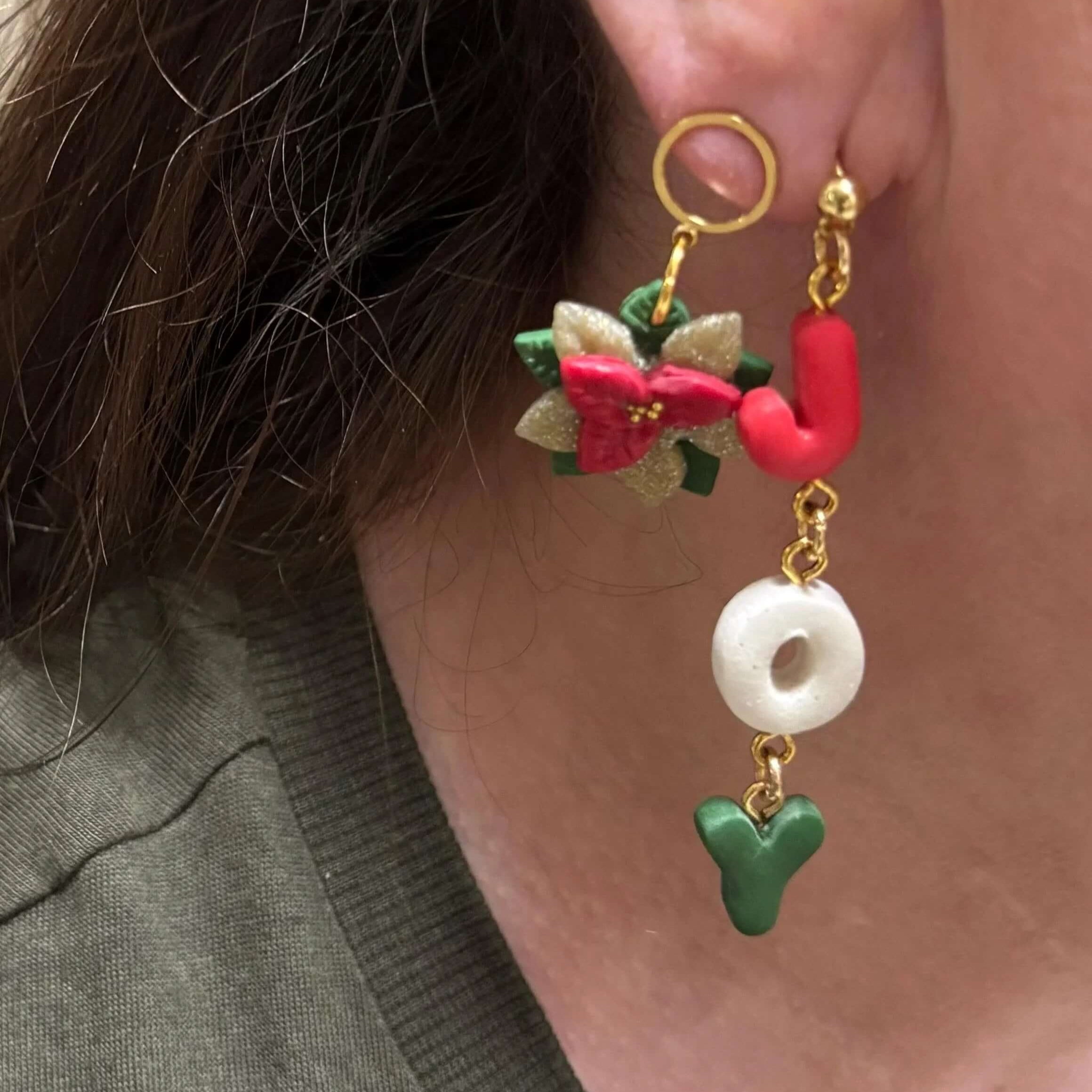 Christmas Poinsettia Dangle Studs - Krafty Kat