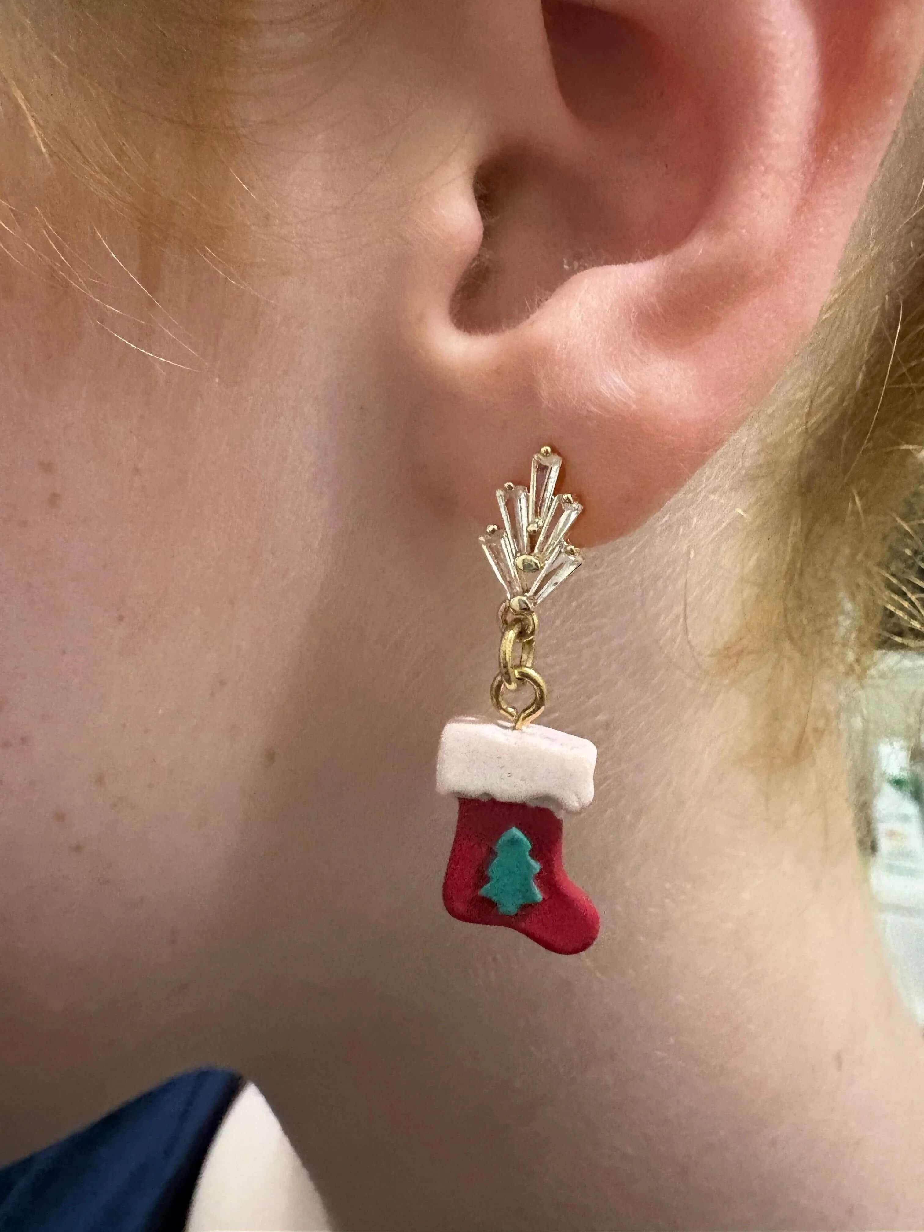 Christmas Stocking Earring - Krafty Kat