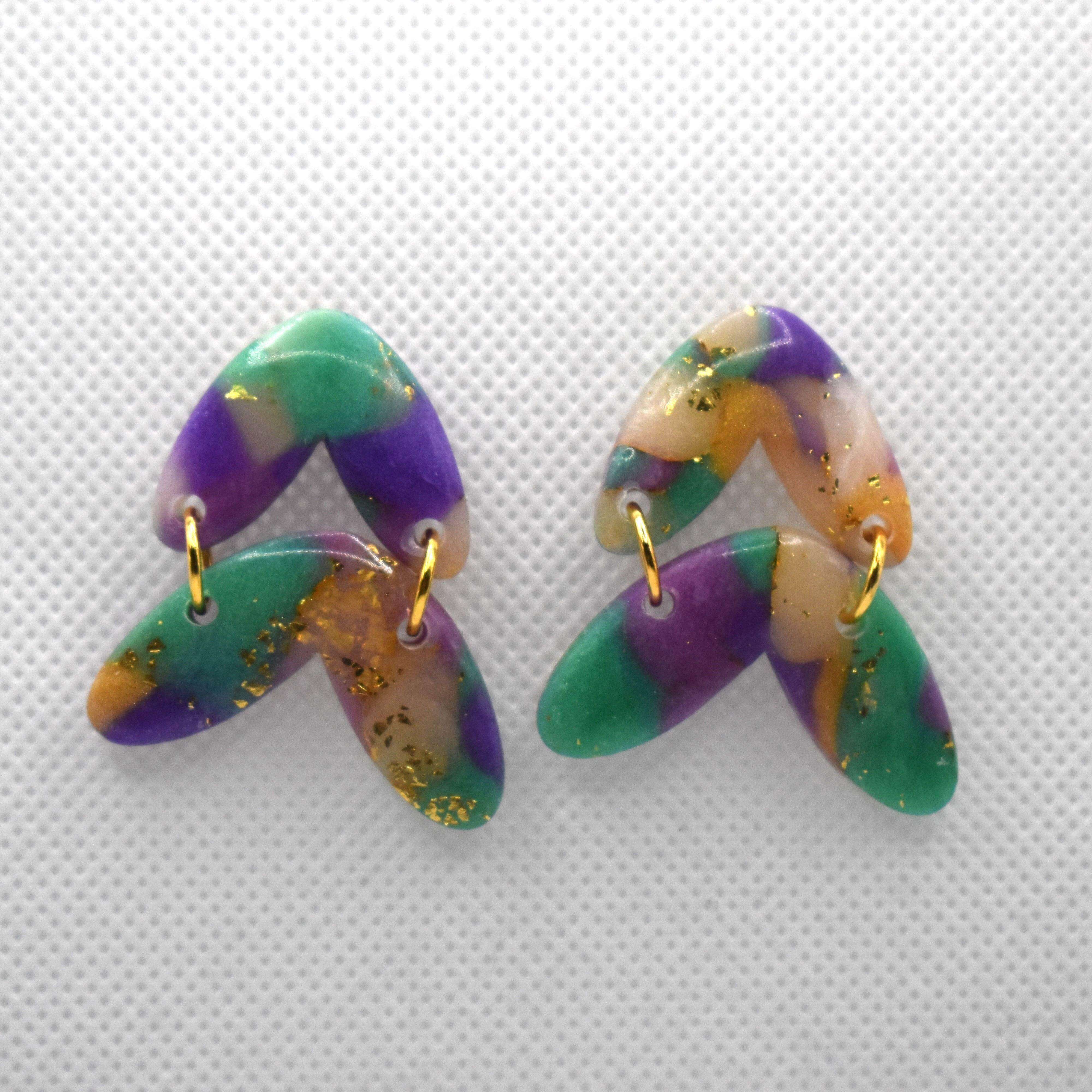 Double Leaf Dangle Stud - True Colours Collection - Krafty Kat