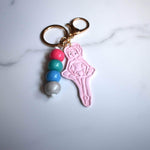 Gold Beaded Keyring with Mini Sparkly Beads & Ballerina - Krafty Kat