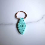Green Imprinted ‘O’ Leather-Look Gold Keyrings - Krafty Kat