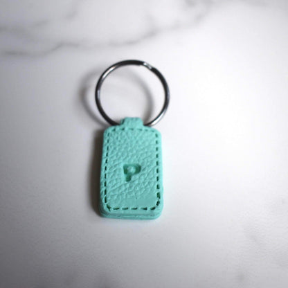 Green Imprinted ‘P’ Leather-Look Silver Keyrings - Krafty Kat