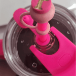 Hot Pink Gold Letter ‘R’ Imprint Thick Straw Cover Cap - Krafty Kat