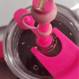Hot Pink Gold Letter ‘R’ Imprint Thick Straw Cover Cap - Krafty Kat