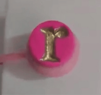 Hot Pink Gold Letter ‘R’ Imprint Thick Straw Cover Cap - Krafty Kat