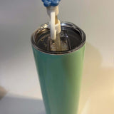 Light Blue Sparkle Daisy Thin Straw Cover Cap - Krafty Kat