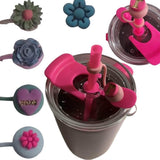Light Blue Sparkle Rose Thick Straw Cover Cap - Krafty Kat