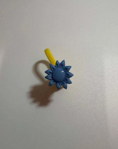 Light Blue Sparkle Sunflower Thin Straw Cover Cap - Krafty Kat