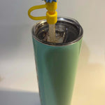 Light Blue Sparkle Sunflower Thin Straw Cover Cap - Krafty Kat