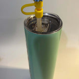 Light Blue Sparkle Sunflower Thin Straw Cover Cap - Krafty Kat