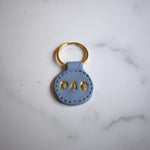 Light Green Gold Imprinted ‘Dad’ Leather-Look Gold Keyring - Krafty Kat