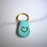 Light Green Gold Imprinted Heart Leather-Look Gold Keyrings - Krafty Kat