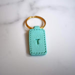 Light Green Gold Imprinted ‘T’ Leather-Look Gold Keyring - Krafty Kat