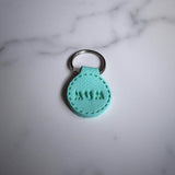Light Green Imprinted ‘Mum’ Leather-Look Silver Keyrings - Krafty Kat