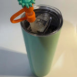 Light Green Sunflower Thin Straw Cover Cap - Krafty Kat