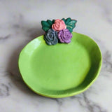 Mini Light Green with attached Flowers Trinket Tray - Krafty Kat