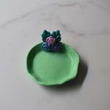 Mini Light Green with attached Flowers Trinket Tray - Krafty Kat