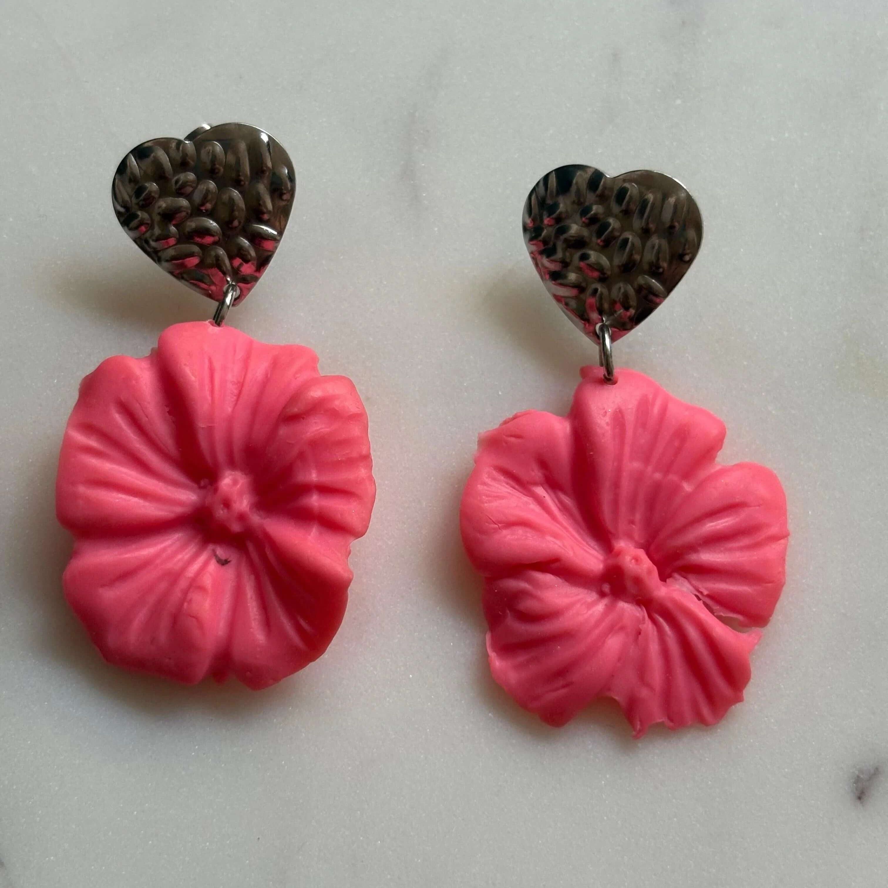 Mother’s Day – Blooming Heart – Blush Cluster - Silver Stud Earrings - Krafty Kat